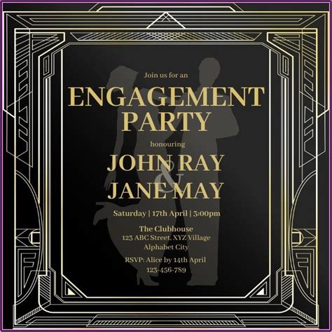 Great Gatsby Wedding Invitation Templates Invitations Resume