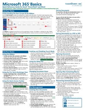 Microsoft Office 365 Basics Quick Reference Training Guide by TeachUcomp