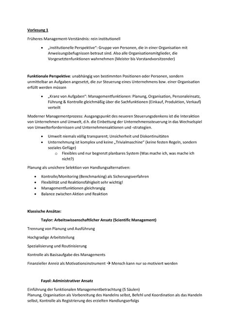 Zusammenfassung Operation Management Ss Vorlesung Rein