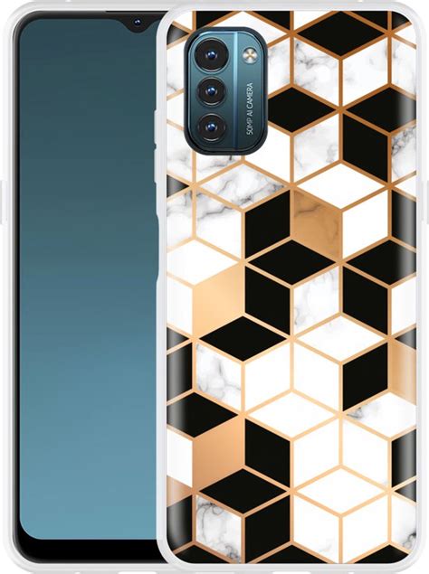 Nokia G G Hoesje Black White Gold Marble Designed By Cazy Bol