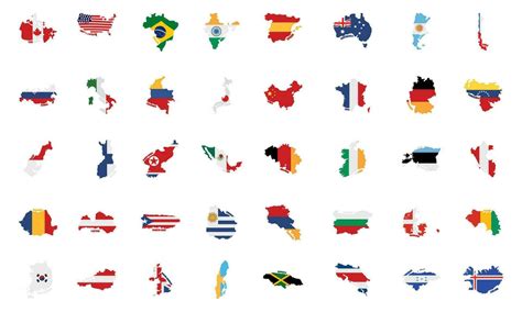 Set of colored country maps with its flags Vector 28154900 Vector Art ...