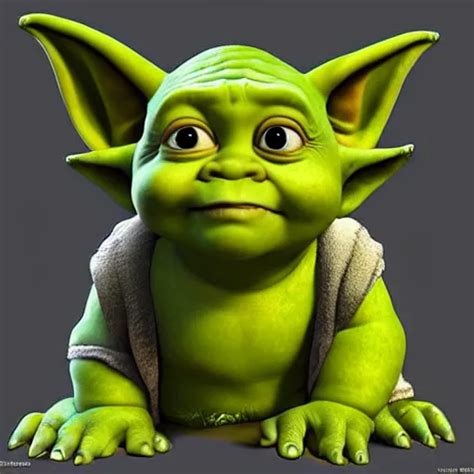 Shrek And Baby Yoda Morphed Into One Character Stable Diffusion