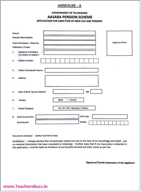 Telangana Ts Aasara Pension 2021 Application For Sanction Of New Old