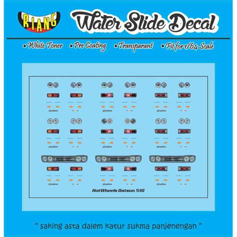 Jual Decal Waterslide Hot Wheels Lampu Datsun 510 Sedan Kota Denpasar Ccnk Garage Tokopedia