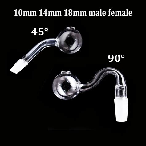 Curved Glass Oil Burner Pipe 10mm 45 90 Degree 10mm 14mm 18mm Male