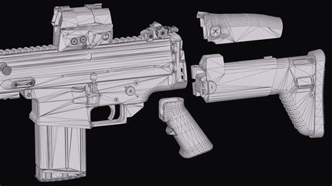 D Model Tactical Modular Assault Rifle Fn Scar H Mk Vr Ar Low