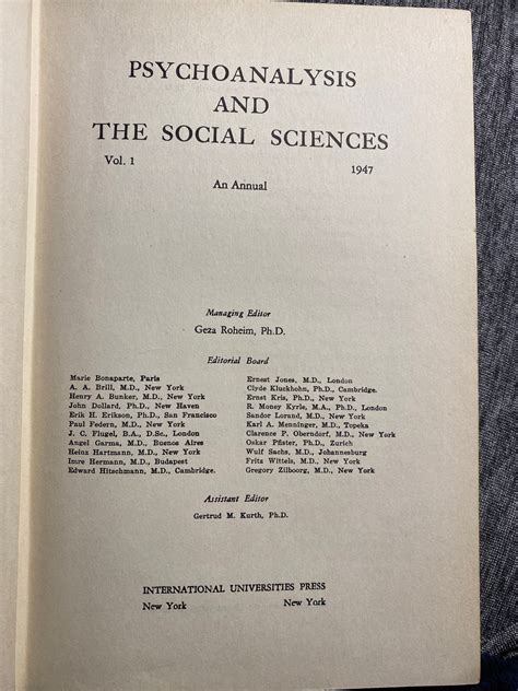 Psychoanalysis And The Social Sciences Etsy