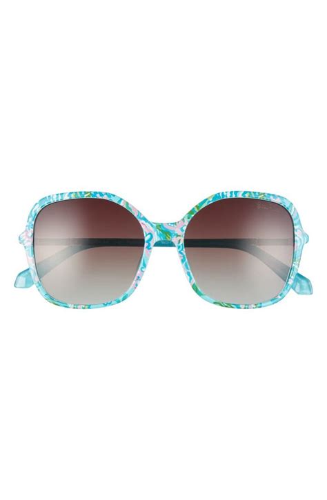 Lilly Pulitzer® Norah 55mm Polarized Square Sunglasses Nordstrom Bling Sunglasses Square