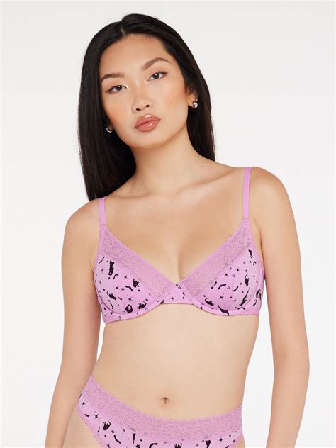 Cotton Essentials Lace Trim Unlined Bra In Pink Savage X Fenty