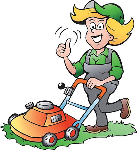 Best Woman With Lawn Mower Illustrations Royalty Free Vector Graphics And Clip Art Istock