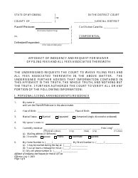 Wyoming Affidavit Of Indigency And Request For Waiver Of Filing Fees