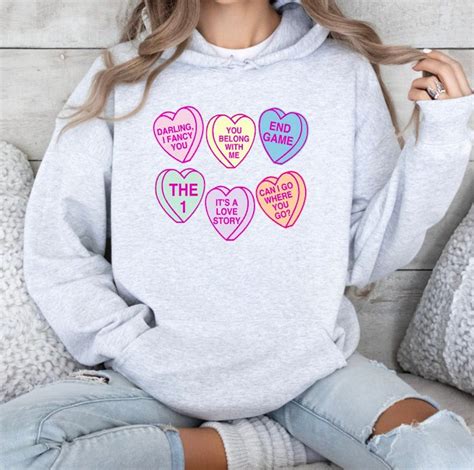 Taylor Swift Hearts Hooded Sweatshirt Ts Swiftie Conversation Hearts