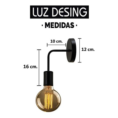 Luz Desing Aplique Vintage Negro Apto Led E Pared Deco Luz Desing