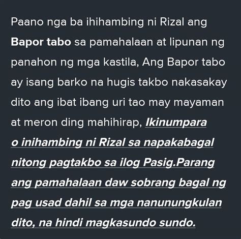 Bakit Sa Kastila At Pilipino Inihambing Ni Rizal Ang Bapor Tabo