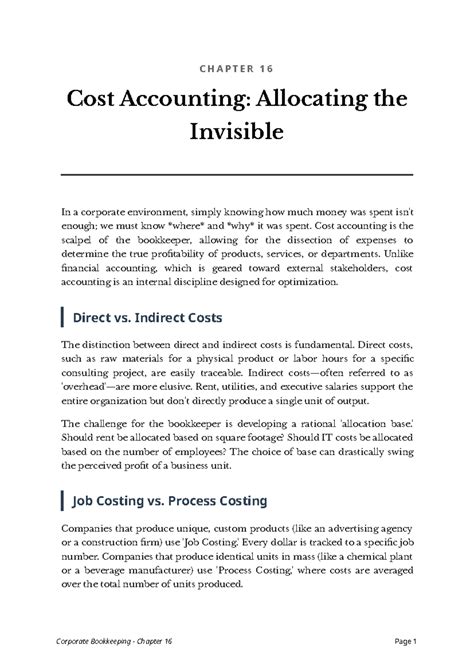 CHAPTER 16 Cost Accounting: Understanding Cost Allocation Techniques