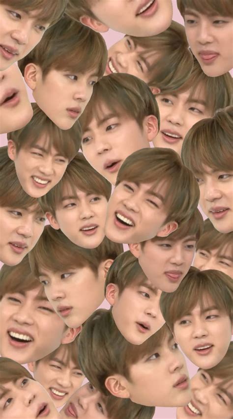 Download Funny Jin Bts Cute Face Collage Wallpaper