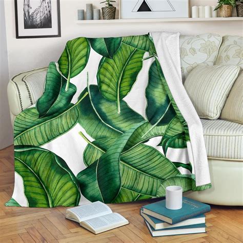 Tropical Leaves Blanket Tropical Leaves Throw Blanket Etsy