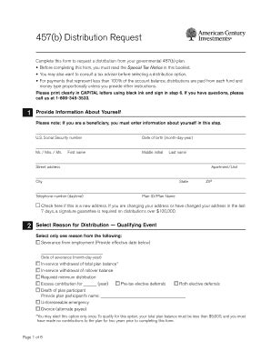 Fillable Online Governmental 457 B American Century Investments Fax