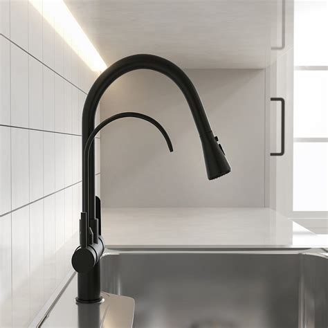 Water Filter Kitchen Faucet Pull Out Faucet In Matte Black Swirling