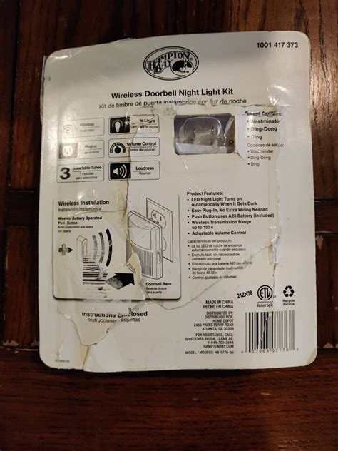 Hampton Bay Wireless Plug In Door Bell Night Light Kit Ebay