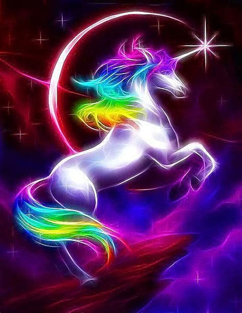 Unicorn Fractal Neon Art 805 Modern Cross Stitch Pattern Etsy Neon