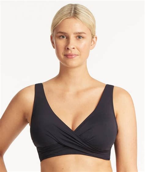 Sea Level Eco Essentials Cross Front A Dd Cup Bikini Top Night Sky