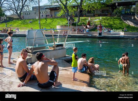 Usa Texas Tx Austin Barton Springs Pool In Zilker Park Natural Spring