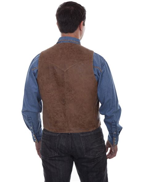 Scully Mens Vintage Leather Brown Western Vest Sheplers