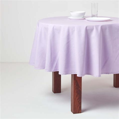 Mauve Cotton Round Tablecloth 180 Cm