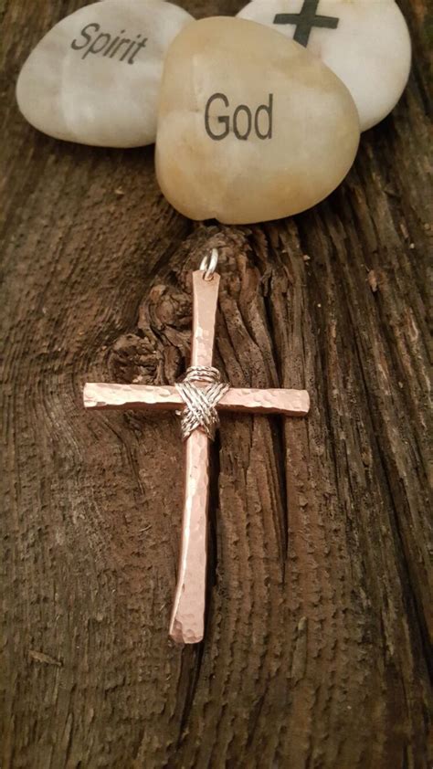 Forged Copper Cross With Sterling At Lgbstyles Etsy Chain Included