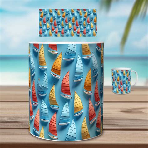 Segeln 3D Tassen Sublimation Design Druckvorlage Maritime Kaffeebecher