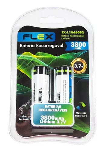 Bateria 18650 3800mah 3 7v Flex Cartela 02 Unidades Parcelamento