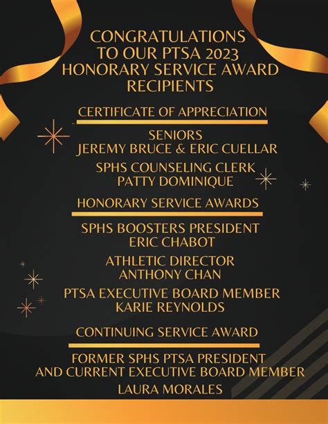 Honorary Service Awards – SPHS PTSA