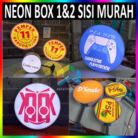 Jual Neon Box Bulat Sisi Nyala Led Full Acrylic Dan Pvc Premium Murah