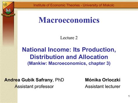 Macroeconomics Lecture National Income Its Production