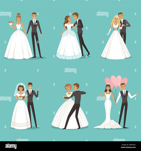 Beautiful Wedding Couple Characters Bride And Groom Wedding Bride And