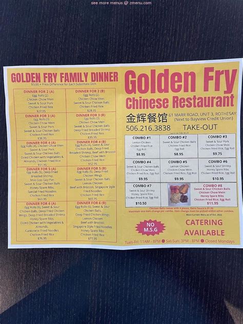 Menu at Golden Fry Chinese Restaurant, Rothesay