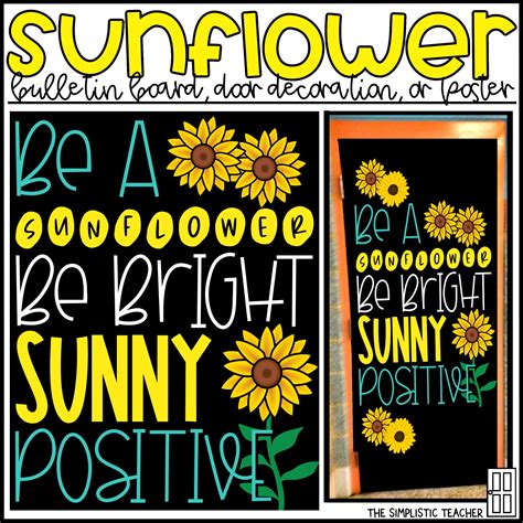 Be A Sunflower Bulletin Board Kit Door Decoration Set Or Poster By Teach Simple