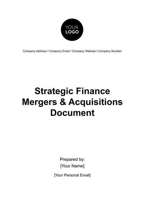 Free Strategic Finance Mergers Acquisitions Document Template Edit