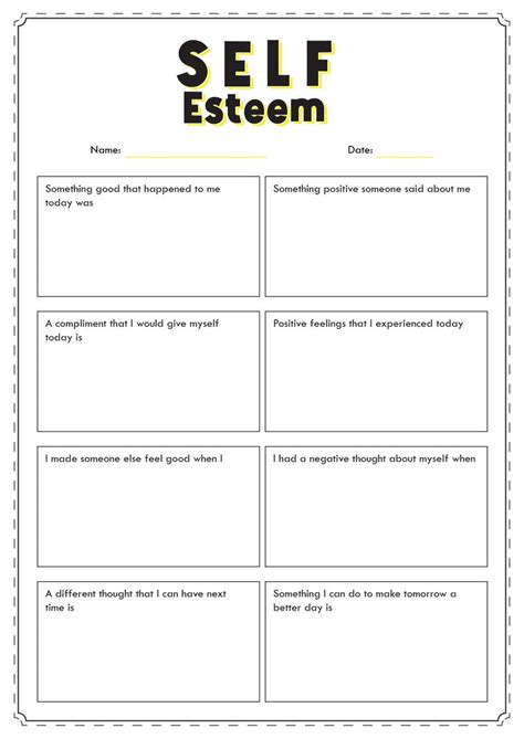 Self Esteem Worksheets In 2024 Self Esteem Worksheets Self Esteem