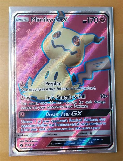 Pokemon TCG Lost Thunder Mimikyu GX 206 214 Full Art Ultra Rare Pokemon