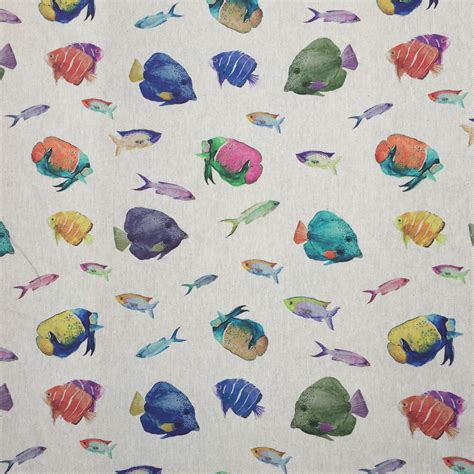 Tissu Coton Imprim Poissons Tropicaux Tiss Co