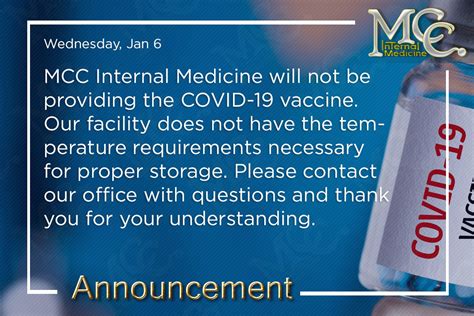 COVID-19 Vaccine - MCC Internal Medicine