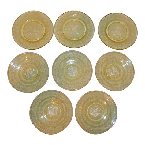 Yellow Depression Glass Plates Set Of 8 Chairish