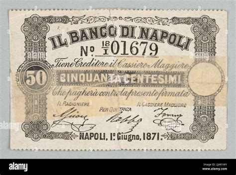 Banknote At Cents Banco Di Napoli Italy Stock Photo Alamy