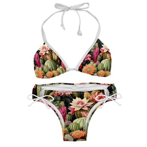 Cactus Detachable Sponge Adjustable Strap Bikini Set Two Pack