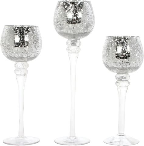 Hosley® Set Of 3 Crackle Metallic Glass Tealight Holders 12