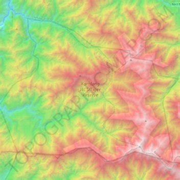 Carte topographique Kamlang WLS/Tiger Reserve, altitude, relief