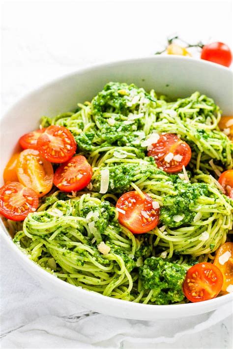 Angel Hair Pesto Pasta Happy Veggie Kitchen