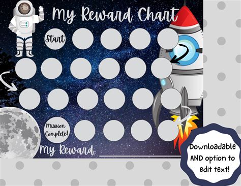 Space Reward Chart Sticker Chart Behavior Chart Space Etsy